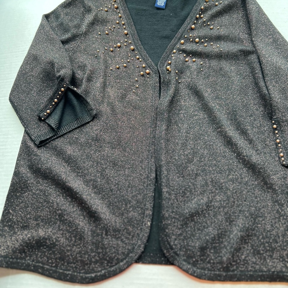 Susan Graver dressy black sweater, gold beading and specks throughout, s…